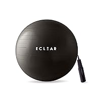 Elecom HCF-BB55BK Balance Ball, 21.7 inches (55 cm), Fitness with Air Pump, Black