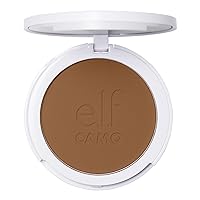 e.l.f. Camo Powder Foundation, Lightweight, Primer-Infused Buildable & Long-Lasting Medium-to-Full Coverage Foundation, Deep 540 N