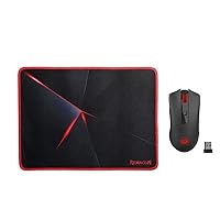 Redragon M652-BA Wireless Gaming Mouse and Mouse Pad Set, 2.4G Wireless Optical Mouse with 2400 DPI and Mouse Pad Combo for Notebook, PC, Laptop, Computer, Mac