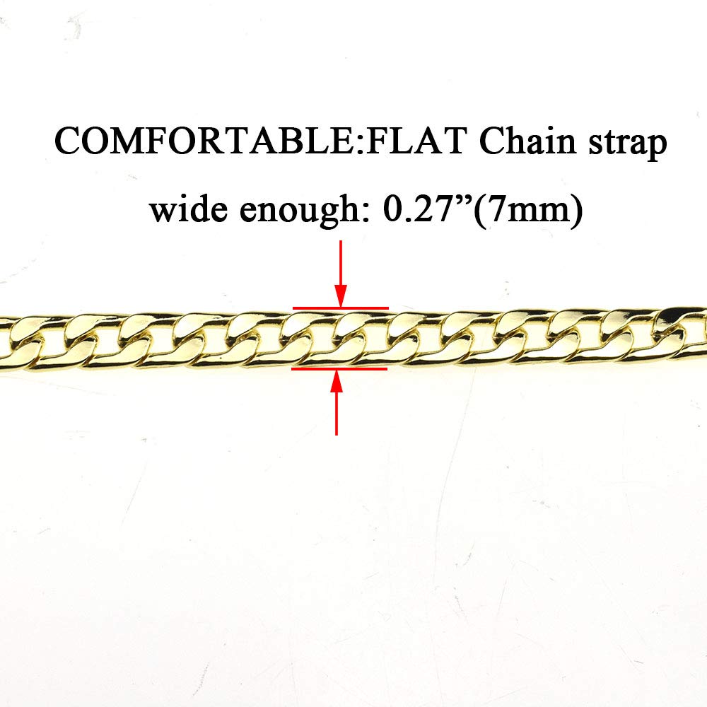 HAHIYO Mini Pochette Purse Chain Strap Slim Wide 7mm for LV Length 47.2 Inches Extra Thick 2.6mm Shiny Gold for Handbag Wallet Clutch Comfortable