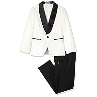 Isaac Mizrahi Boys' Slim Fit Contrast 2pc Shawl Collar Tuxedo Suit-Black Pants