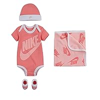 Nike Baby`s Core Future Blanket, Bodysuit, Hat and Booties 4 Piece Set
