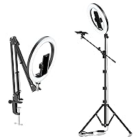 (Product A) Overhead Phone Mount for Desk (Product B) Ring Light with Tripod