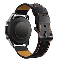 Watchband For Samsung Galaxy Watch4 40 44mm Original 20mm Genuine Leather Strap Wristband Sport Bracelet Watch 4 Classic 42 46mm (Color : Black orange line, Size : 20mm Universal)
