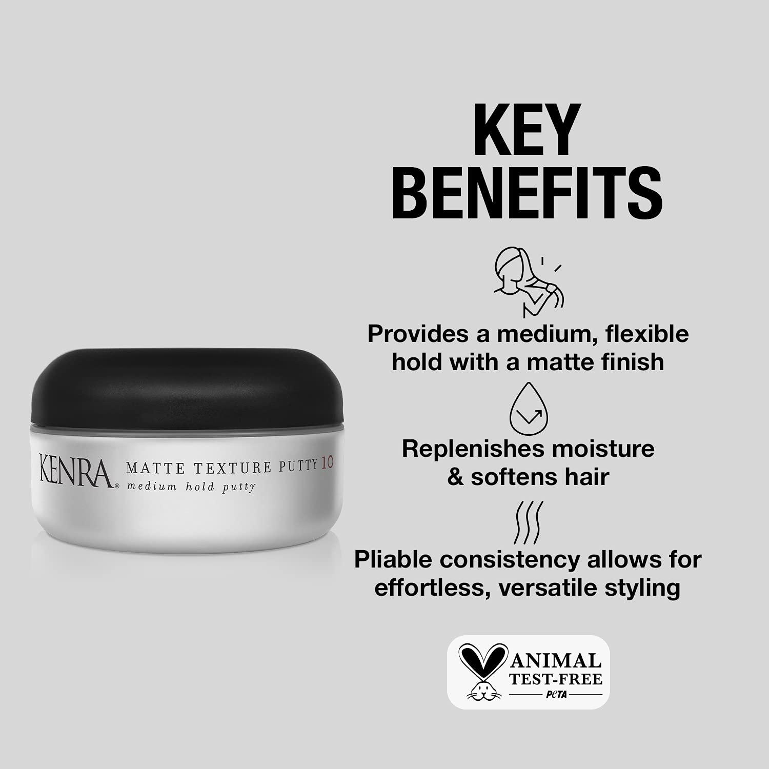 Kenra Matte Texture Putty 10 | Medium Hold Styler | Flexible Hold With A Matte Finish | Replenishes Moisutre & Softens Hair | All Hair Types