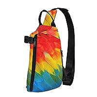 Fantastic Parrot Feather Print Lightweight Adjustable Crossbody Backpack Daypack For Men,Women Sling Bag