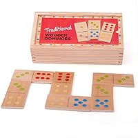Bigjigs Toys Traditional Wooden Kids Dominoes - 28 Dominoes for Children with Storage Box, Premium Quality Wooden Traditional Games
