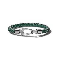 Jewelry Men's Marine Star Braided Leather Bracelet with Tuning Fork Clasp