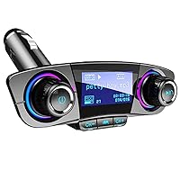 Bluetooth FM Transmitter Handfrees-Calling Radio Adapter Car Kit with Dual USB Port MP3 Player Support TF Card USB Flash Drive