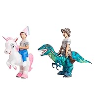 GOOSH 48 INCH Inflatable Costume for Kids, Halloween Costumes Boys Girls Unicorn Rider and Dinosaur Rider