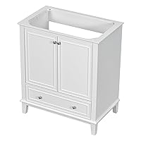 Dolonm 30 inch Bathroom Vanity Without Sink, Vanity Base Only, Multi-Functional Bathroom Vanity Cabinet with Doors and Drawer, Solid Frame and MDF Board, White