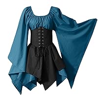 Medieval Renaissance Gown Dress for Women Rockabilly Retro Gothic Cosplay Victorian Cocktail Evening Dress