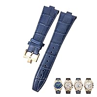for Vacheron Constantin Overseas Black Blue Brown Bamboo Grain Watch Bands 25mm Genuine Leather Convex Interface Watch Strap (Color : Light Blue Rose)
