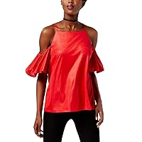 INC International Concepts Women's Cold-Shoulder Top Real Red Large