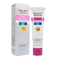 Relief Sun Organic Sunscreen SPF50,Kojic Acid & Collagen Sunscreen Cream,Lightweight Oil Free Formula Face Sunscreen for Acne Prone Skin,Moisturizer for Face and Body,Non-Greasy,Non Allergenic(50ml)