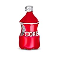 Soda Lover Red Enamel Drink Coke Bottle Charm Bead For Women Teen .925 Sterling Silver Fits European Charm Bracelet