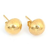 Half Ball Earrings Amazing Smooth Yellow Gold Plated Women Half Ball Stud Earrings