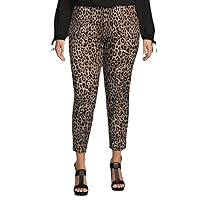 Michael Michael Kors Plus Size Cheetah Print Ponte Knit Pull-On Slim Leg Ankle Pants
