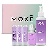MOXE Lavender Aromatherapy Gift Set, 100% Pure Essential Oil, Shower Steamer Spray, Portable Nasal Inhalers, Diffuser Essential Oil, Sinus & Congestion Relief, Therapeutic Grade, Made in USA