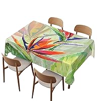 Bird of Paradise tablecloth,52x70 inch,Waterproof Stain Wrinkle Resistant Reusable Print table cloths,for Kitchen Indoor Outdoor Events party Decor-Rectangle Table Clothes for 4 Ft Tables,Multicolor