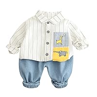 Sweat Suits Boys Toddler Kids Child Infant Newborn Baby Boys Long Sleeve Cute Cartoon Animals Baby (White, 2-3 Years)