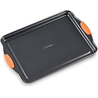Baking Trays for Oven Non Stick - 39 x 26.5 x 2 cm Oven Trays Non Stick Teflon Coating - Warp Resistant Carbon Steel Baking Sheets with Premium Silicone Handle Grips