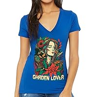 Garden Lover Women's V-Neck T-Shirt - Floral V-Neck Tee - Graphic T-Shirt
