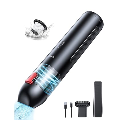 CAFELE 【2023 Upgraded】Portable Car Vacuum Cordless【Instant Car Interior Clean】7500mAH Battery Operated Rechargeable Handheld Vacuum Cleaner Wireless Mini Car Vacuum for Pet Hair, Crumbs, Detail Clean