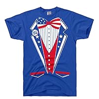 Merica Tuxedo T Shirts for Men - Funny Birthday Gifts for Men, USA 4th of July White Trash Party Attire Tux Shirts