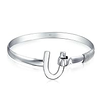 Personalize Two Tone Hook Belt Buckle Horseshoe Bangle Bracelet For Women Yellow Gold Plated .925 Sterling Silver Custom Engraved