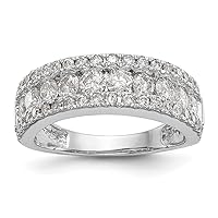 14k White Gold Lab Grown Diamond Band Size 7.00 Jewelry for Women
