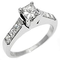 18k White Gold 1 Carat Princess Cut Diamond Engagement Ring