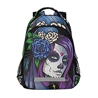 ALAZA Sugar Skull Day Of Dead Backpack Purse for Women Men Personalized Laptop Notebook Tablet School Bag Stylish Casual Daypack, 13 14 15.6 inch