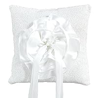 Luxurious White Modern Ring Pillow - 8.25
