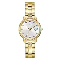 GUESS Women's 34mm Watch - Rose Gold Tone Bracelet White Dial Rose Gold Tone Case