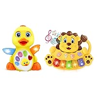 Stone and Clark Musical Learning Fun Bundle for Toddlers - Dancing Duck and Lion Baby Piano Toy