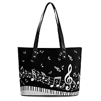 Womens Handbag Music Notes Musical Piano Keys Leather Tote Bag Top Handle Satchel Bags For Lady