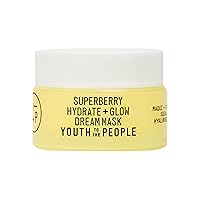 Superberry Glow Dream Mask - Brightening Overnight Face Mask + Hyaluronic Acid Night Moisturizer with Vitamin C & Squalane Oil for Even Skin Tone - Clean, Vegan Skincare