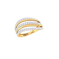 Jewels 14K Gold 0.5 Carat (H-I Color,SI2-I1 Clarity) Lab Created Diamond Band Ring