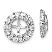 925 Sterling Silver Diamond and White Topaz Earrings Jacket Measures 13x13mm Wide Jewelry for Women