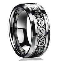 ring Men Tungsten Carbide Ring Dragon Pattern Wedding Band Ring Size 8
