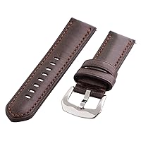 Clockwork Synergy - Gentlemen’s Collection Ss Leather Watch Band Straps 22mm - Brown Washed - Men Women