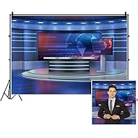 Leowefowa 2.5x1.8m Vinyl News Studio Backdrop Interior Broadcasting Backdrops Breaking News Live Streaming Reportage Screen Interview Conference Background for Photo Shoots Props Photography Backdrops