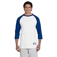 Champion Adult Raglan Baseball T-Shirt, Wht/Team Blue, Small