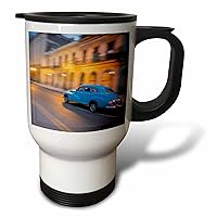 Cuba, Havana, Havana Vieja,Old Havana,classic car in motion at... - Travel Mugs (tm-366372-1)