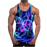 Sleeveless Shirts for Men Stylish 3D Print Tank Top Casual Summer Tops Workout Tanks for Fitness Gym Running