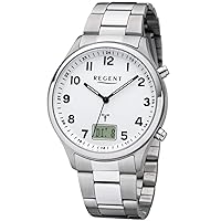 Regent Men's Analogue Digital Quartz Watch with Stainless Steel Strap 11030183, silver / white, Bracelet