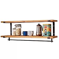 Floating Shelves Wall Mount 2 Tier Kitchen Hanging Shelf Storage Racks Spice Pots and Pans Utensil Holder Organization for Restaurants Display Stand with Rails (Size : 120x20x40cm)