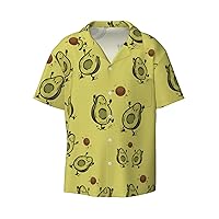 Avocado Fruit Men's Summer Short-Sleeved Shirts, Casual Shirts, Loose Fit with Pockets