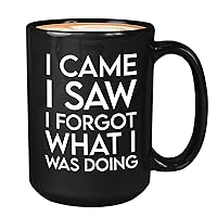 Witty Sarcasm Coffee Mug 15oz Black - I Came I Saw I Forgot What I Was Doing - Sarcasm Parenting Witty Parent Adult Banter Word Hilarious Creative Laugh Adulting